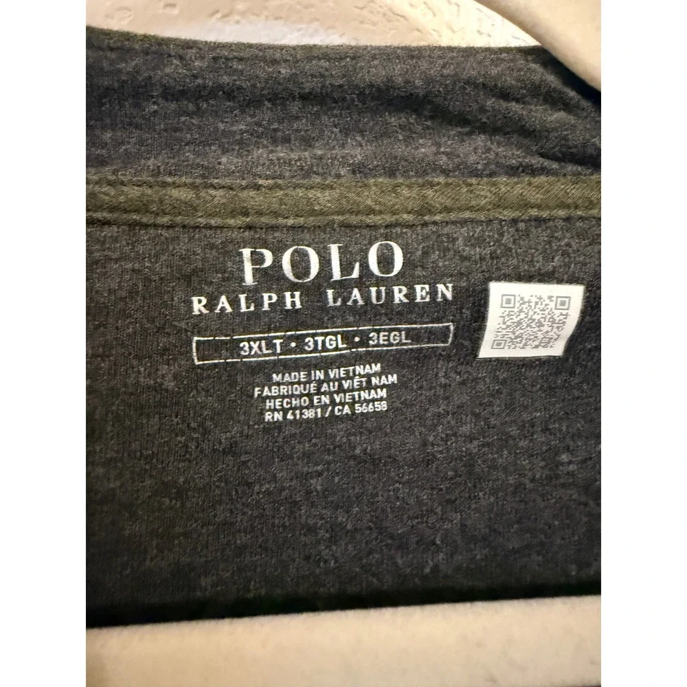 Polo Ralph Lauren Mens 3XLT Olive Green Quarter Zip Long Sleeve‎ Pullover Shirt